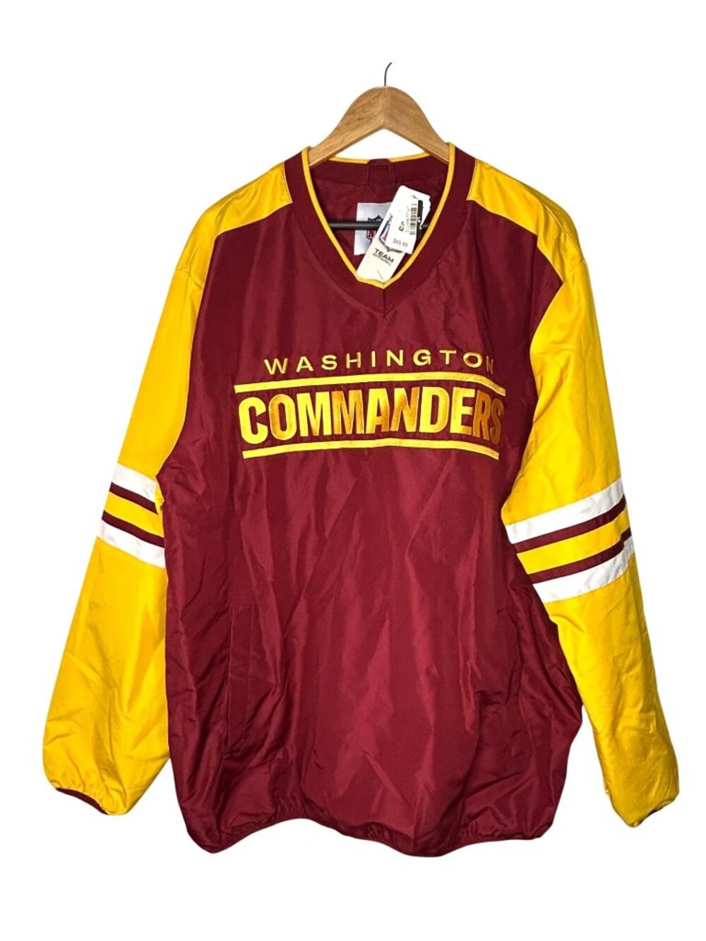 NWT Washington Commanders NFL Team Pullover Jacket V-Neck Long Sleeve Size Large